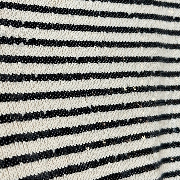 J. Crew Black Ivory Sequined Striped Short Sleeve Top XS - Picture 4 of 7